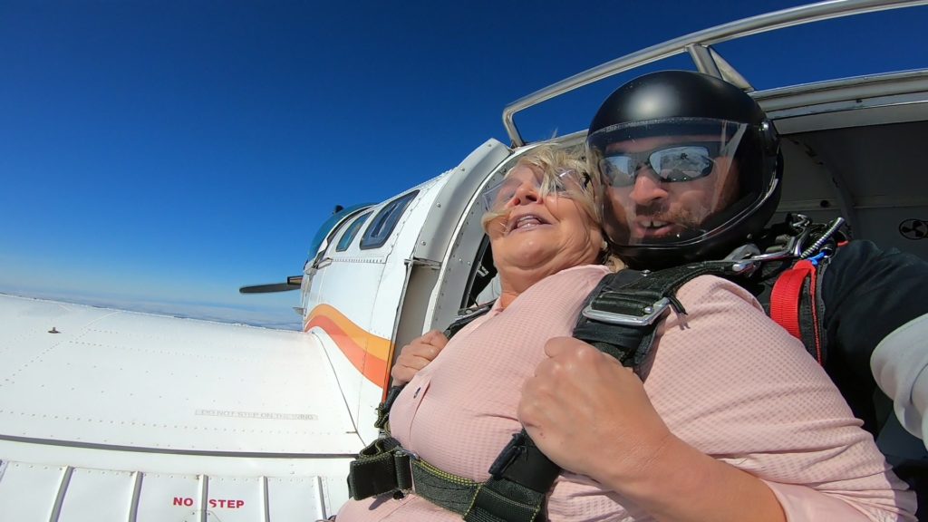 Jackie about to skydive